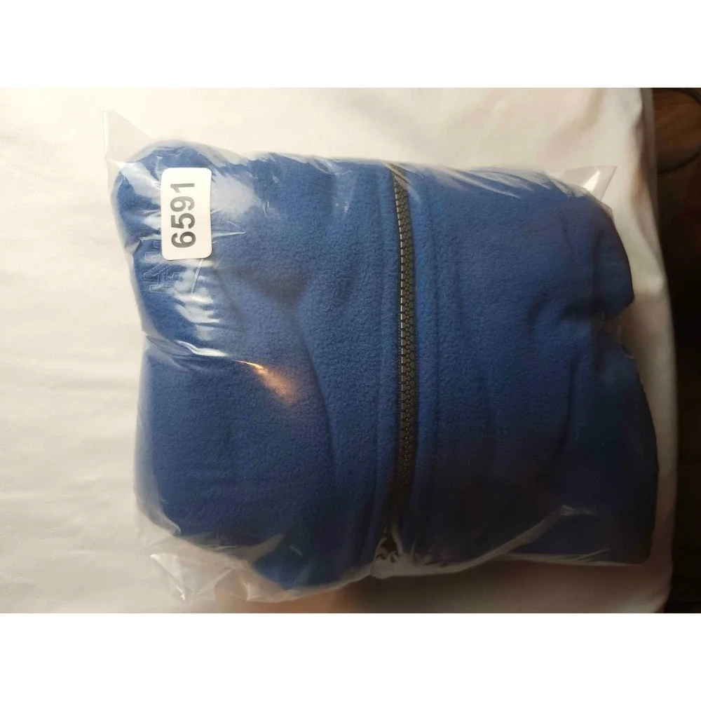 IZOD Fleece Vest Mens Medium Blue Full Zip Sleeveless Jacket Mock Neck Pockets